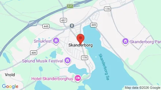 Lejligheder til leje i Skanderborg - kort over placeringen