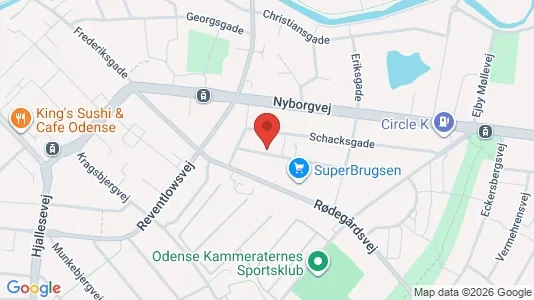Lejligheder til salg i Odense C - kort over placeringen