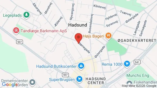 Lejligheder til salg i Hadsund - kort over placeringen