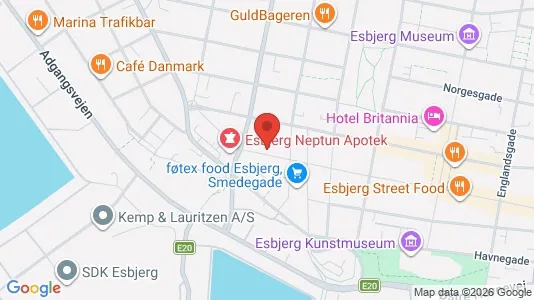 Lejligheder til salg i Esbjerg Centrum - kort over placeringen