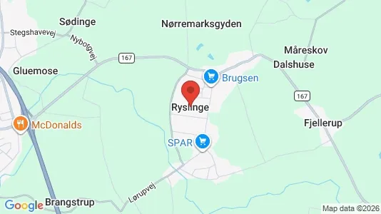 Lejligheder til leje i Ryslinge - kort over placeringen
