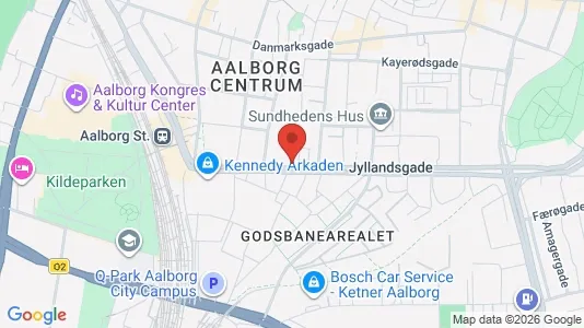 Lejligheder til salg i Aalborg Centrum - kort over placeringen