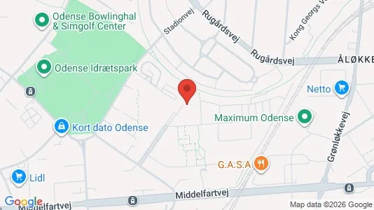 Lejligheder til leje i Odense V - kort over placeringen