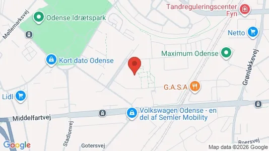 Lejligheder til leje i Odense V - kort over placeringen