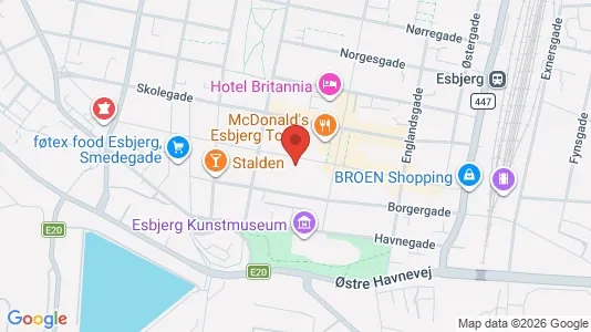 Lejligheder til leje i Esbjerg Centrum - kort over placeringen