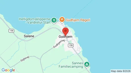 Lejligheder til salg i Gudhjem - kort over placeringen