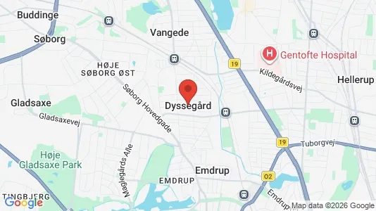 Lejligheder til salg i Dyssegård - kort over placeringen