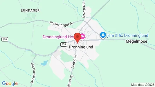 Lejligheder til leje i Dronninglund - kort over placeringen