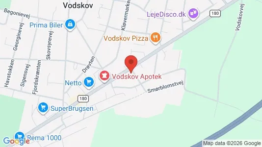 Lejligheder til leje i Vodskov - kort over placeringen