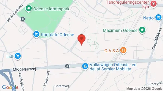 Lejligheder til leje i Odense V - kort over placeringen