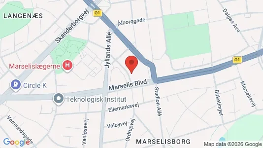 Lejligheder til salg i Århus C - kort over placeringen