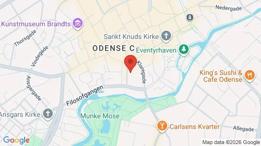 Lejligheder til salg i Odense C - kort over placeringen
