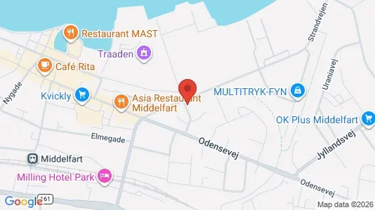 Lejligheder til leje i Middelfart - kort over placeringen