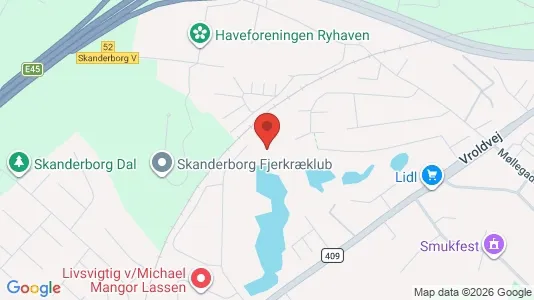 Lejligheder til salg i Skanderborg - kort over placeringen