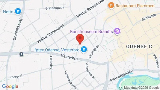 Lejligheder til salg i Odense C - kort over placeringen