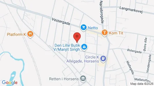 Lejligheder til salg i Horsens - kort over placeringen