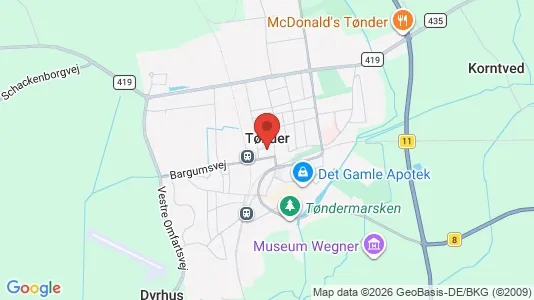 Lejligheder til leje i Tønder - kort over placeringen
