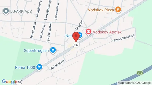 Lejligheder til salg i Vodskov - kort over placeringen