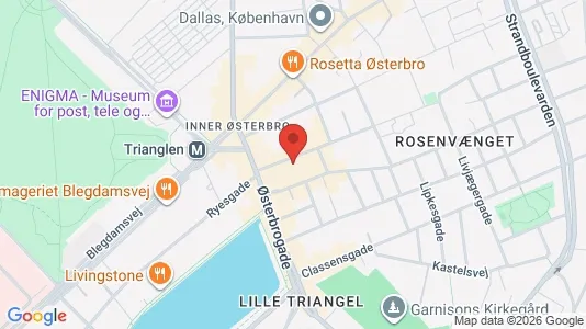 Lejligheder til leje i Østerbro - kort over placeringen