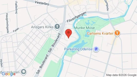 Lejligheder til salg i Odense C - kort over placeringen