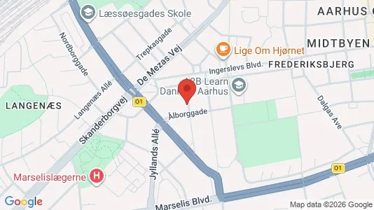 Lejligheder til salg i Århus C - kort over placeringen