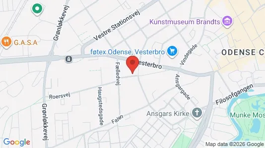 Lejligheder til salg i Odense C - kort over placeringen