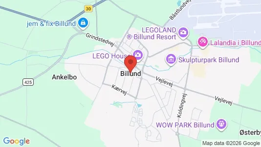 Lejligheder til leje i Billund - kort over placeringen
