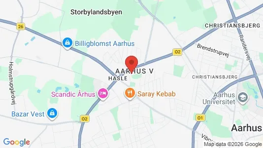 Lejligheder til salg i Århus V - kort over placeringen