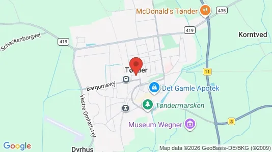 Lejligheder til leje i Tønder - kort over placeringen