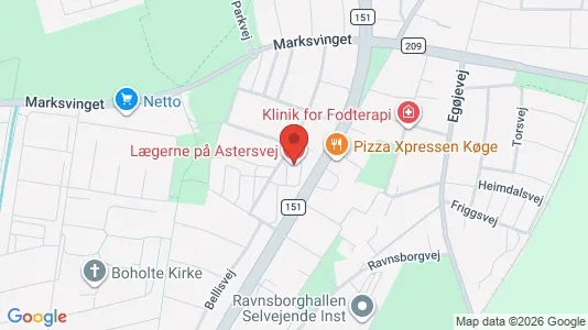 Lejligheder til salg i Køge - kort over placeringen