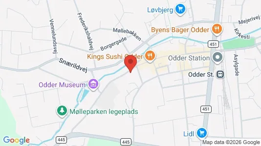 Lejligheder til salg i Odder - kort over placeringen