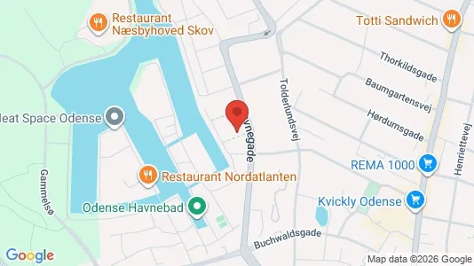 Lejligheder til salg i Odense C - kort over placeringen